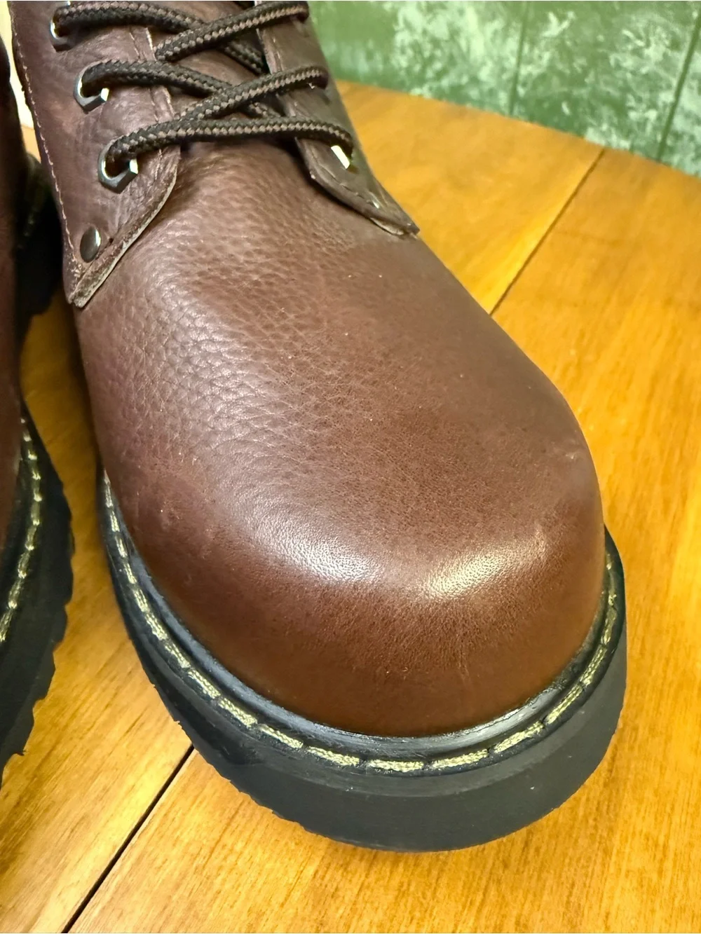 Dr. Scholl's Harrington Mens Slip Resistant Brown Leather Oxford Work Shoes